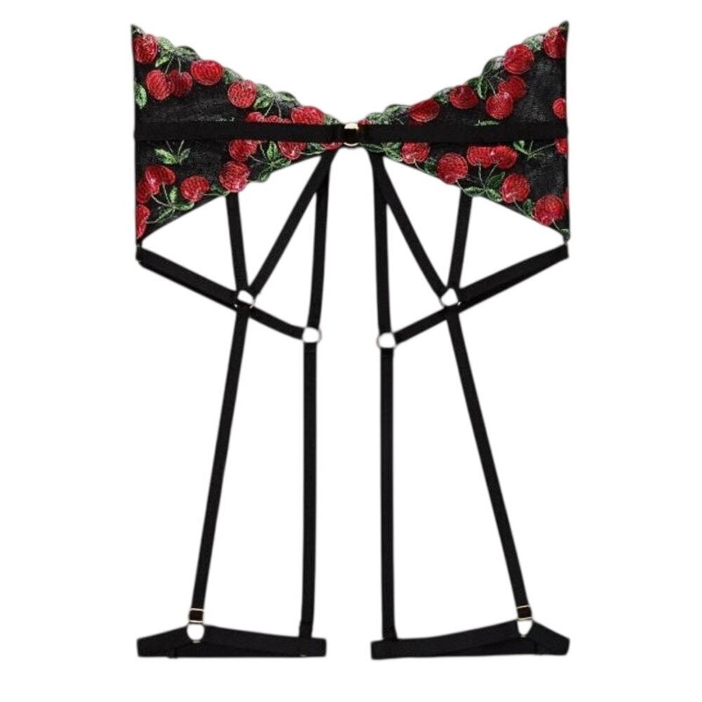 Victoria's Secret Very Sexy Garter Belt - Black Red Cherry - Size XS / Small